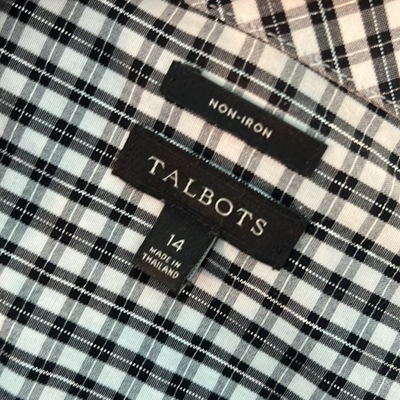 Talbots Casual Button Down Shirt Metallic Threads Long Sleeves Size 14 No Iron - Picture 6 of 8